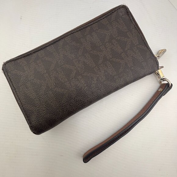 Michael Kors Jet Set Logo Wristlet Wallet Phone Case Brown - Picture 4 of 7